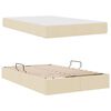 vidaXL Lit avec rangement et matelas Cr&egrave;me 120 x 200 cm Polyester