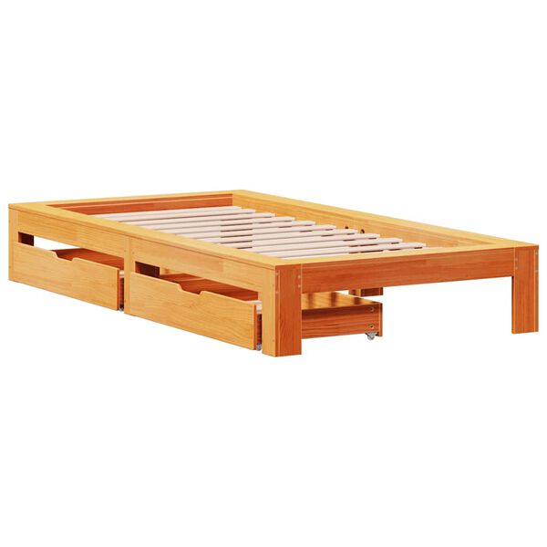 vidaXL Cadre de lit sans matelas cire marron 100x200cm bois pin massif