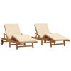 vidaXL Transat 2 pcs Beige 200 x 67 x 84cm Bois d'acacia massif