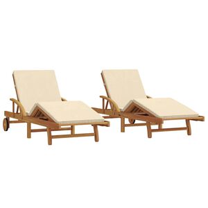 vidaXL Transat 2 pcs Beige 200 x 67 x 84cm Bois d'acacia massif