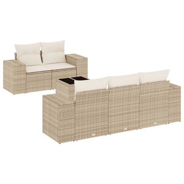 vidaXL Salon de jardin avec coussins 6 pcs beige r&eacute;sine tress&eacute;e