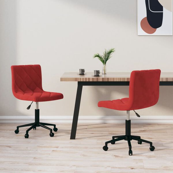 vidaXL Chaises pivotantes &agrave; manger lot de 2 Rouge bordeaux Velours