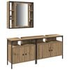 vidaXL Meubles de salle de bain 3 pcs Marron Bois d'ing&eacute;nierie