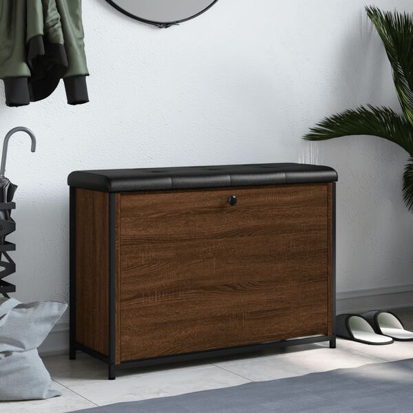 vidaXL Banc &agrave; chaussures avec tiroir rabattable ch&ecirc;ne fum&eacute; 82x32x56 cm