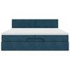vidaXL Cadre de lit ottoman avec matelas bleu fonc&eacute; 200x200 cm velours