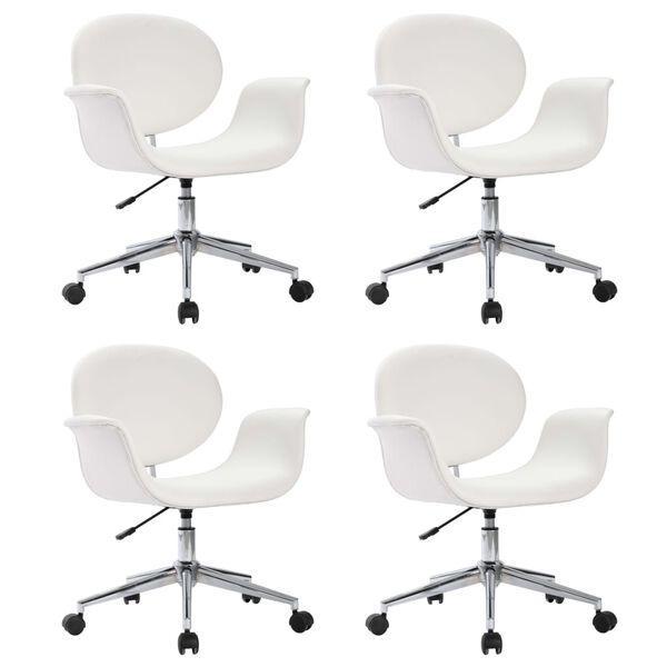 vidaXL Chaises pivotantes &agrave; manger lot de 4 blanc similicuir