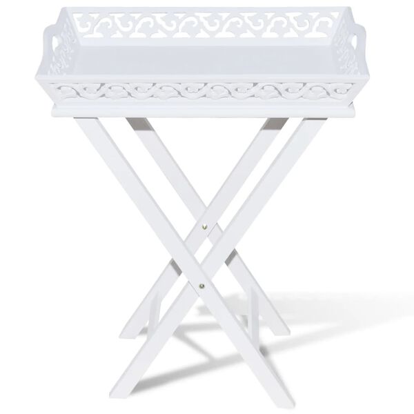 vidaXL Table d'appoint avec plateau Blanc