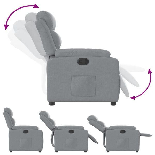 vidaXL Fauteuil inclinable Gris clair Tissu