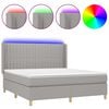 vidaXL Sommier &agrave; lattes de lit matelas LED Gris clair 160x200 cm Tissu