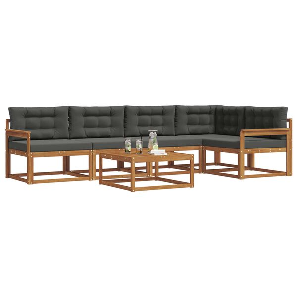 vidaXL Ensemble de canap&eacute;s d'ext&eacute;rieur 6 pcs Naturel et Anthracite