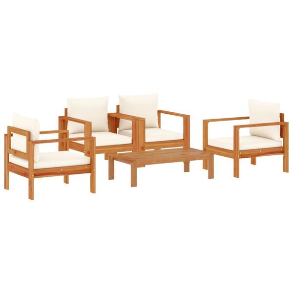 vidaXL Salon de jardin avec coussins 5 pcs Bois d'acacia solide