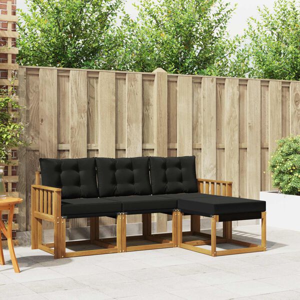 vidaXL Ensemble de canap&eacute;s d'ext&eacute;rieur 4 pcs Naturel et Noir