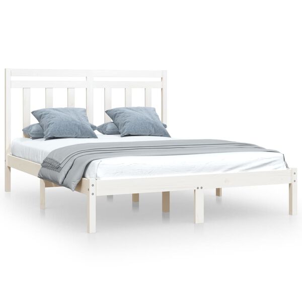 vidaXL Cadre de lit sans matelas blanc 150x200 cm bois massif