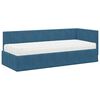 vidaXL Cadre de lit d'angle avec matelas Bleu 80 x 200 cm Velours