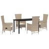 vidaXL Ensemble de salle &agrave; manger pour jardin 5 pc Beige polyrotin