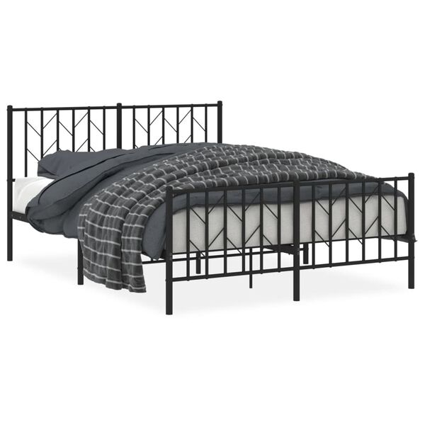 vidaXL Cadre de lit m&eacute;tal sans matelas avec pied de lit noir 140x200cm
