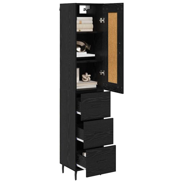 vidaXL Haut Armoire Ch&ecirc;ne noir 34,5 x 34 x 180 cm Bois d'ing&eacute;nierie
