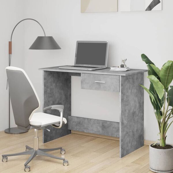 vidaXL Bureau Gris b&eacute;ton 100x50x76 cm Bois d&rsquo;ing&eacute;nierie