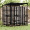 vidaXL Chenil d'ext&eacute;rieur avec toit pour chiens Acier 3,69 m&sup2;