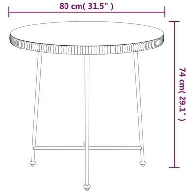 vidaXL Table de salle à manger Noir Ø80 cm Verre trempé et acier