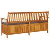 vidaXL Banc de rangement avec coussin 170 cm Bois d'acacia solide