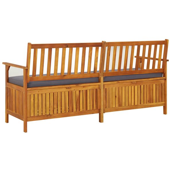 vidaXL Banc de rangement avec coussin 170 cm Bois d'acacia solide
