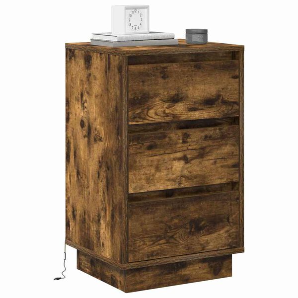 vidaXL Cabinet de chevet avec tiroir Ch&ecirc;ne fum&eacute; 39 x 34,5 x 65 cm