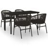 vidaXL Ensemble &agrave; manger de jardin 5 pcs Noir