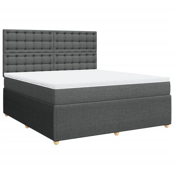 vidaXL Sommier &agrave; lattes de lit avec matelas Gris fonc&eacute; 180x200cm Tissu