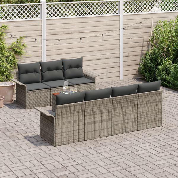 vidaXL Ensemble de canap&eacute; de jardin avec stockage 8 pcs Gris polyrotin
