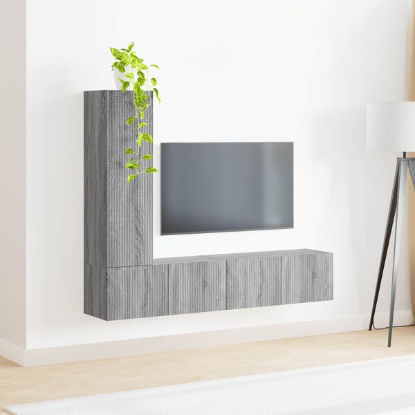 vidaXL Ensemble meuble TV 3 pcs Gris Sonoma Bois d'ing&eacute;nierie