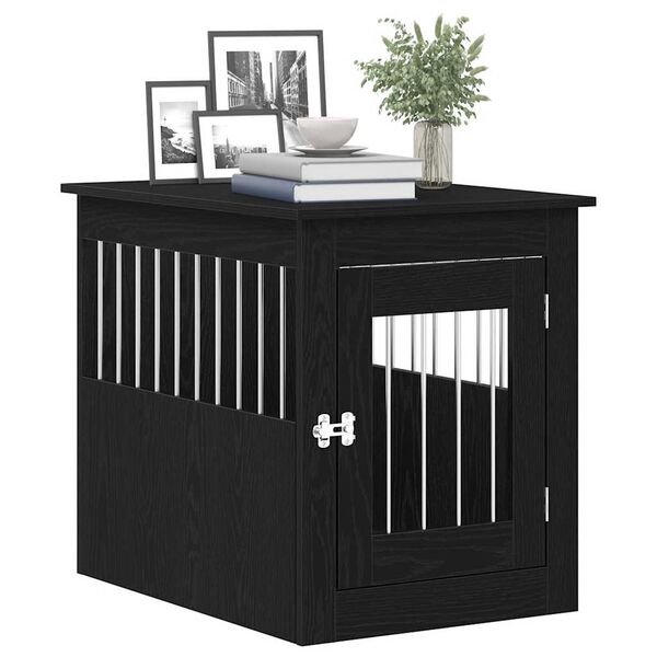 vidaXL Meuble pour cage &agrave; chien en ch&ecirc;ne noir 55 x 75 x 65 cm en bois d'ing&eacute;nierie