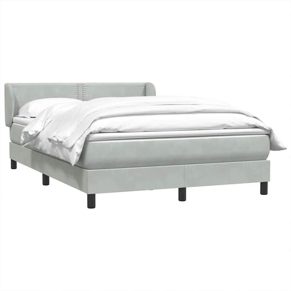 vidaXL Sommier &agrave; lattes de lit et matelas gris clair 140x220cm velours
