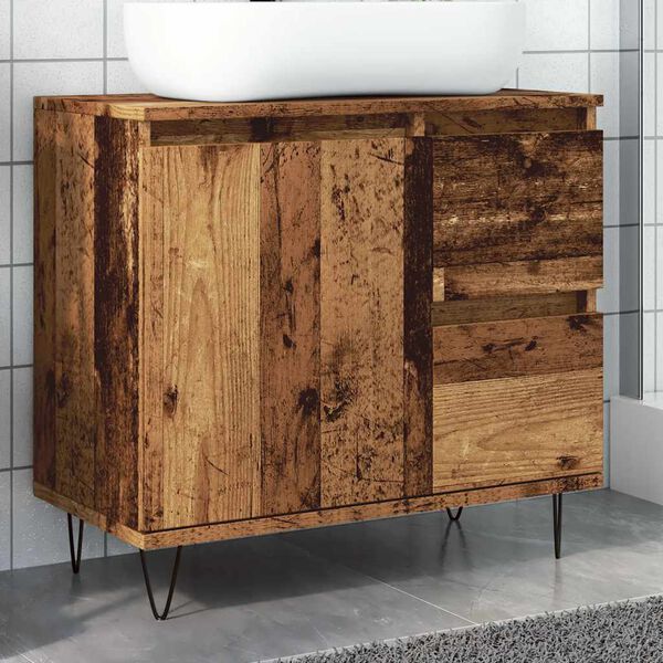 vidaXL Armoire de lavabo de salle de bain vieux bois 65x33x60 cm