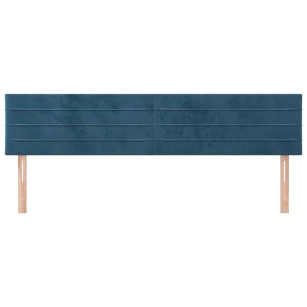 vidaXL T&ecirc;tes de lit 2 pcs Bleu fonc&eacute; 80x5x78/88 cm Velours