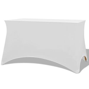 vidaXL Housses extensibles pour table 2 pi&egrave;ces 120x60,5x74 cm Blanc