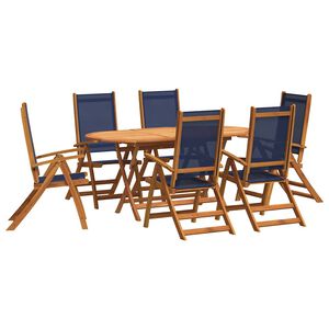 vidaXL Ensemble &agrave; Manger de jardin 7pcs bois d'acacia solide textil&egrave;ne