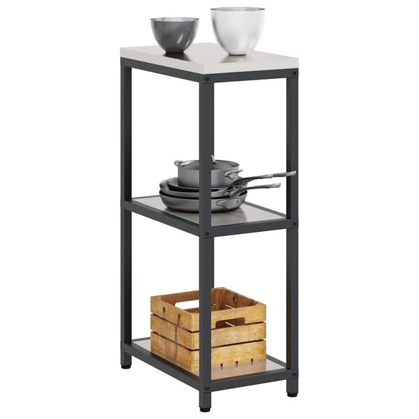 vidaXL Rangement de cuisine avec &eacute;tag&egrave;re Argent 60 x 50 x 92 cm Acier