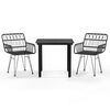 vidaXL Ensemble &agrave; manger de jardin 3 pcs Noir R&eacute;sine tress&eacute;e