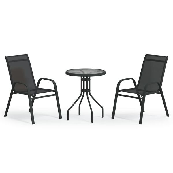 vidaXL Ensemble de bistro de jardin 3 pcs Noir