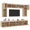 vidaXL Ensemble de meubles TV muraux 8pcs et lumi&egrave;res LED ch&ecirc;ne sonoma