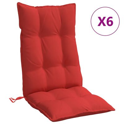 vidaXL Coussins de chaise à dossier haut lot de 6 rouge tissu oxford
