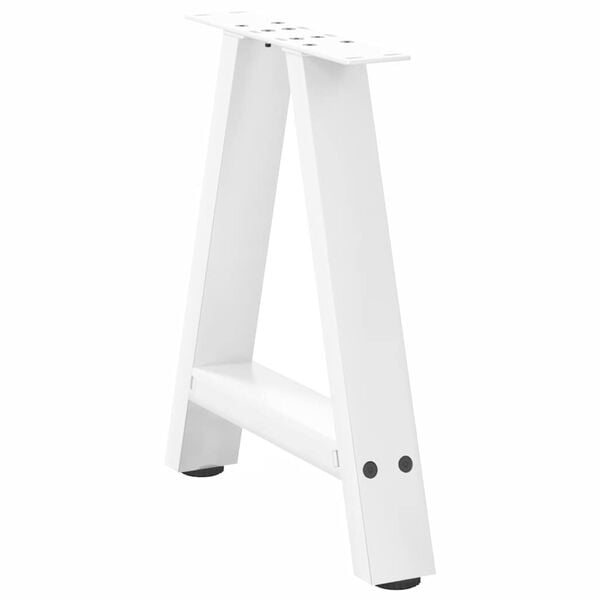 vidaXL Pieds de table basse en forme de A, 2 pi&egrave;ces, blanc, 50 x (42-43) cm, acier