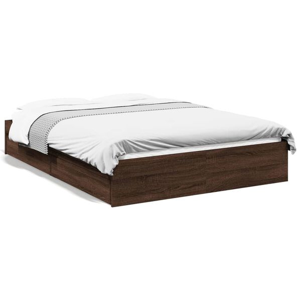 vidaXL Cadre de lit avec tiroirs sans matelas ch&ecirc;ne marron 120x190 cm