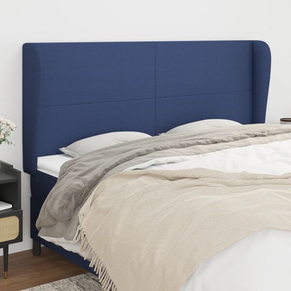 vidaXL T&ecirc;te de lit avec oreilles Bleu 163x23x118/128 cm Tissu