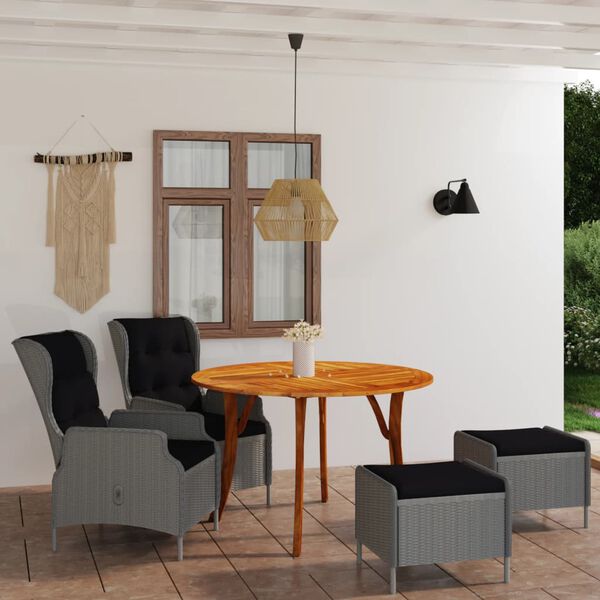 vidaXL Ensemble &agrave; manger de jardin 5 pcs Gris fonc&eacute;