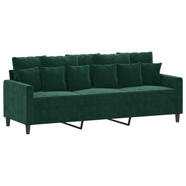 vidaXL Canap&eacute; &agrave; 3 places Vert fonc&eacute; 180 cm Velours