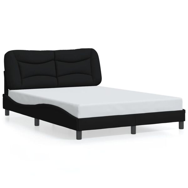 vidaXL Cadre de lit sans matelas Hvar noir 140x200 cm tissu