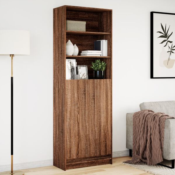 vidaXL Buffet haut avec LED chêne marron 69x32,5x200cm bois ingénierie