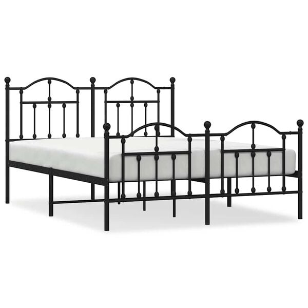 vidaXL Cadre de lit métal sans matelas avec pied de lit noir 135x190cm